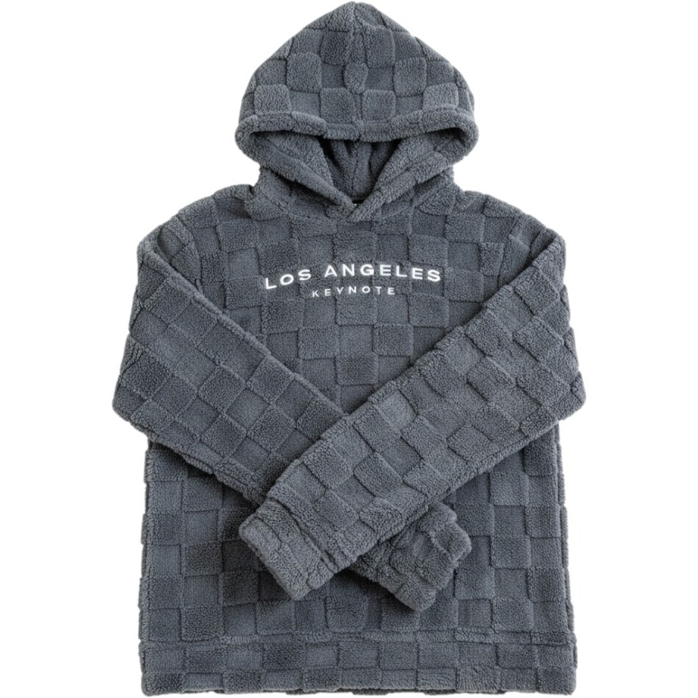 Manfinity Keynote Los Angeles Mens Checkered Sherpa Fleece Hoodie Gray Size M